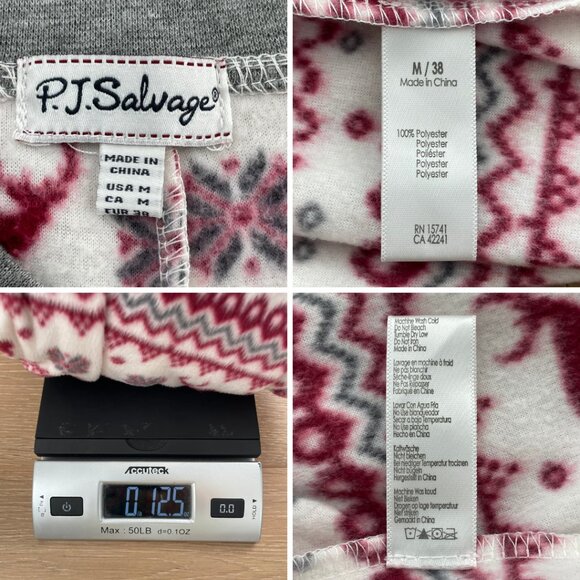 P.J. Salvage Pajamas Women Medium Onesie Moose Red White Gray Fleece One Piece - Picture 15 of 15
